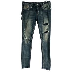Rock‎ Revival Women’s Size 28 Yalen Mid Rise Skinny Distressed Denim Jeans